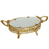 Decorative Serving Platter With Handle Golden at Zubaidas Homestore.  Most Trusted Homestore in Pakistan