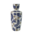 Decorative Vase Blue and Gold Leaf Print Zubaidas Homestore