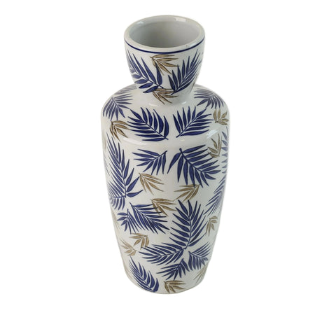 Decorative Vase Blue and Gold Leaf Print Zubaidas Homestore Pakistan