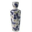 Decorative Vase Blue and Golden Leaf Print at Zubaidas Homestore Pakistan