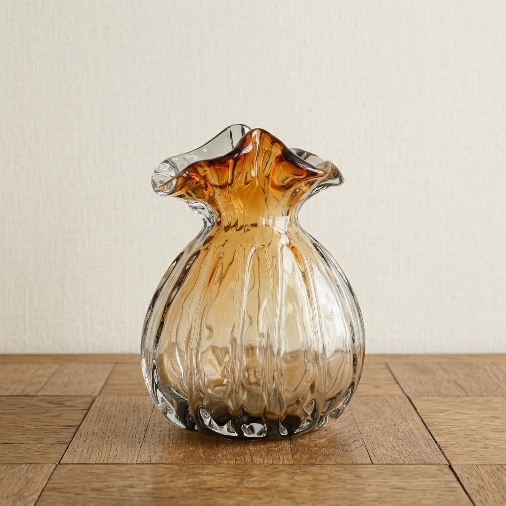 Decorative Wave Rim Glass Vase Dual Tone at Zubaidas Homestore