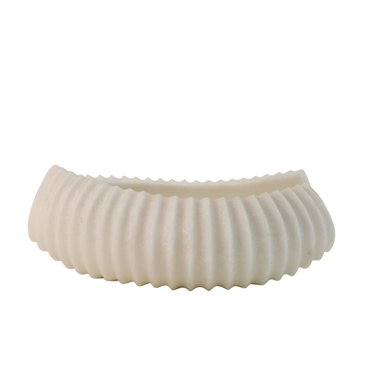 Decorative Ceramic Bowl with Ribbed Textured White at Zubaidas Homestore - The Largest Collection Of Decorative Bowls In Pakistan
