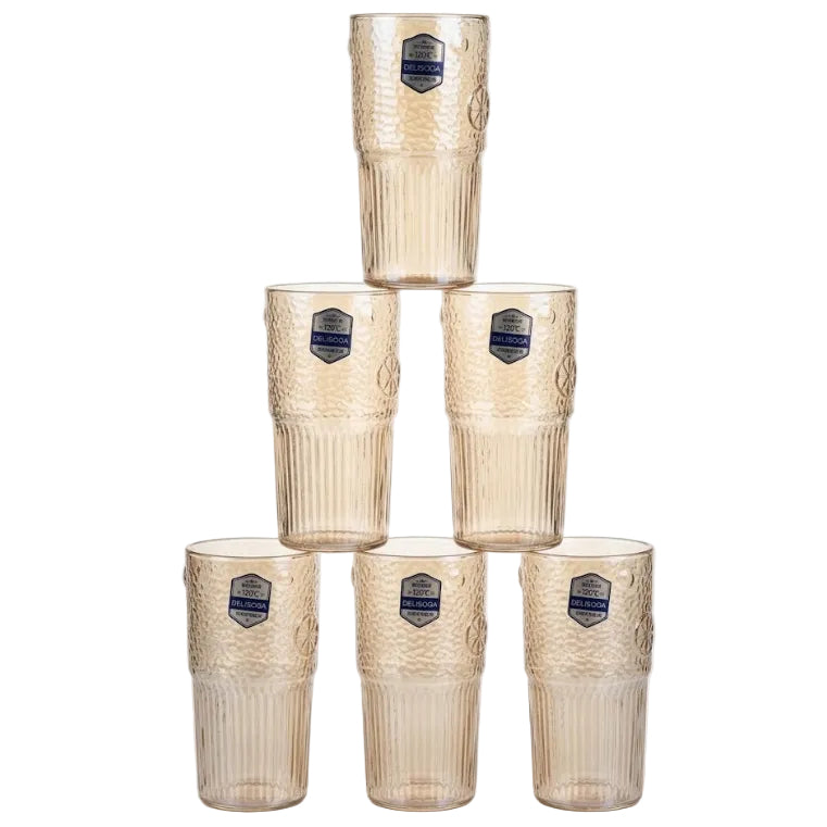 Delisoga Heat-Resistant Amber Tinted Glass Set 6pcs at Zubaidas Homestore
