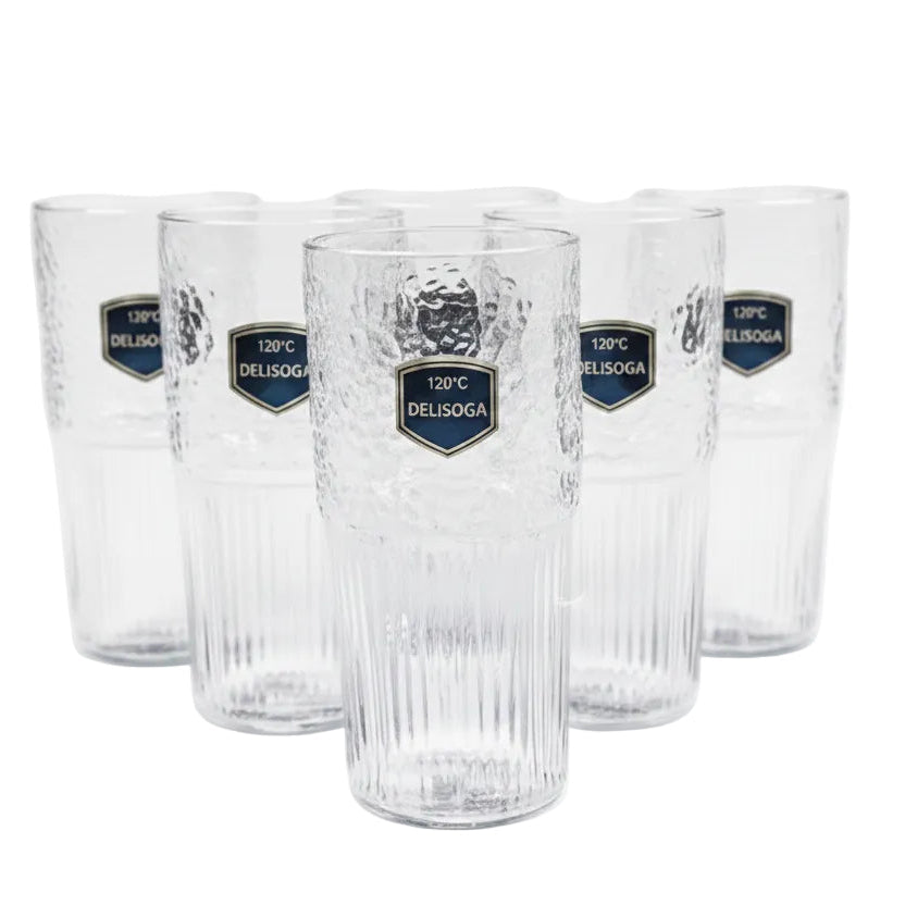 Delisoga Heat Resistant Textured Glass Set 6pcs at Zubaidas Homestore Pakistan