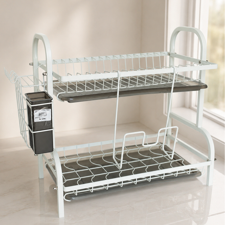 Dish Drying Rack 2 Tier Iron White 42cm at Zubaidas Homestore