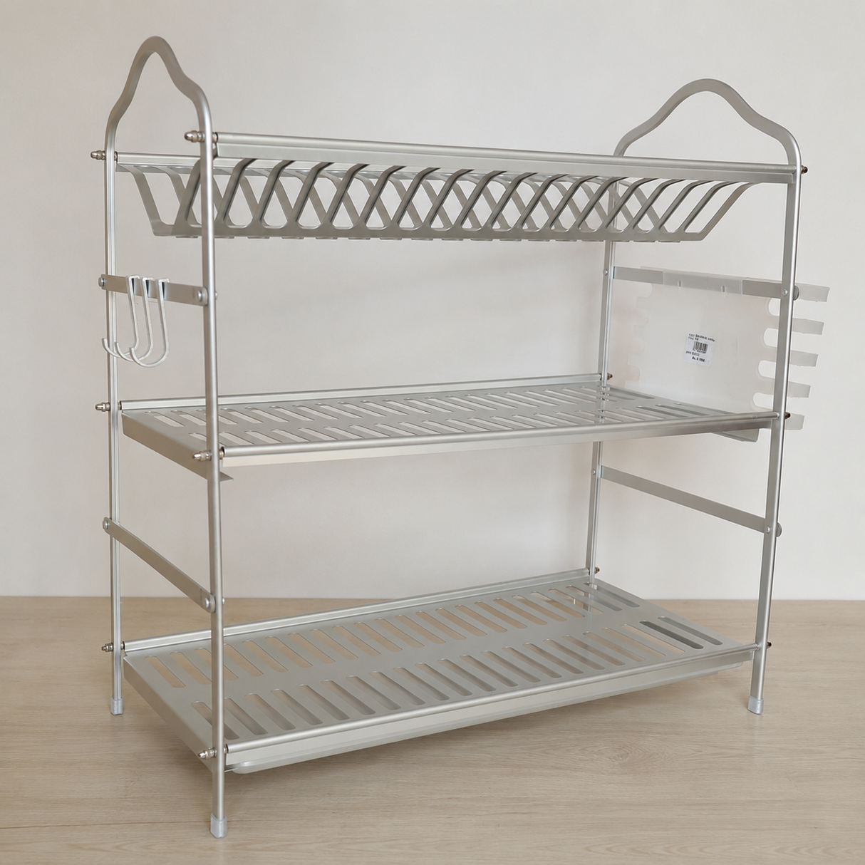 Dish Drying Rack 3 Tier with Cutlery Holder Aluminum at Zubaidas Homestore 