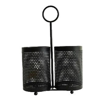 Dual Cup Black Spoon Holder Perforated Design at Zubaidas Homestore Pakistan