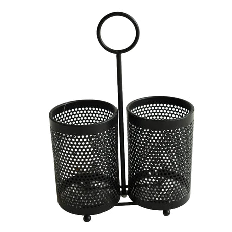 Dual Cup Black Spoon Holder Perforated Design at Zubaidas Homestore Best for Home Shopping