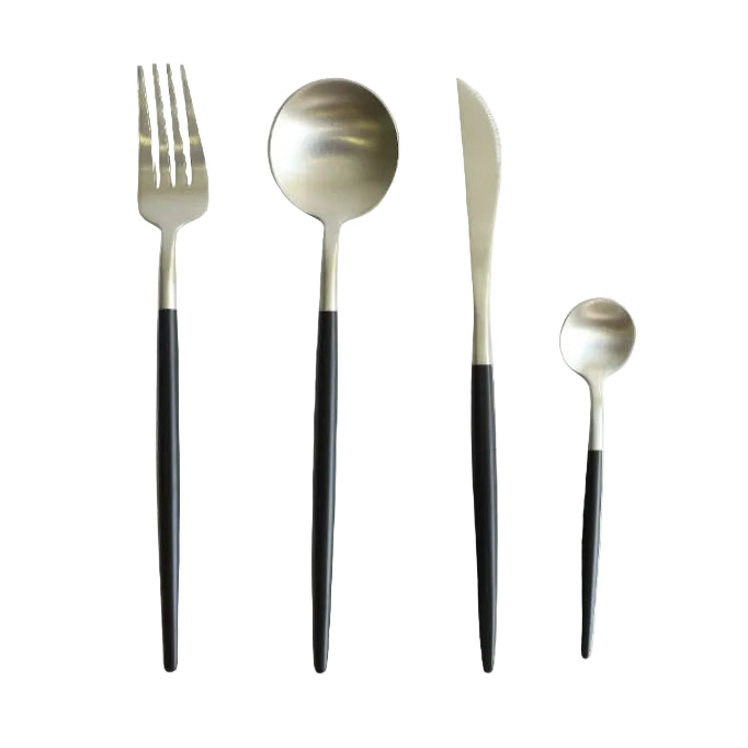Elegant 4 Pieces Cutlery Set Silver and Black Zubaidas Homestore Pakistan