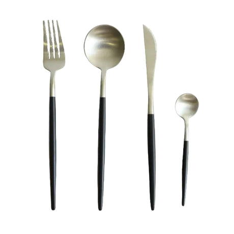 Elegant 4 Pieces Cutlery Set Silver and Black Zubaidas Homestore Pakistan