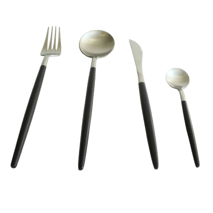 Elegant 4 Pieces Cutlery Set Silver and Black Zubaidas Homestore Best for Home Shopping