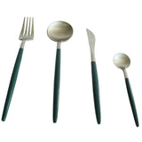 Elegant 4 Pieces Cutlery Set Silver and Green Zubaidas Homestore Best for home Shopping