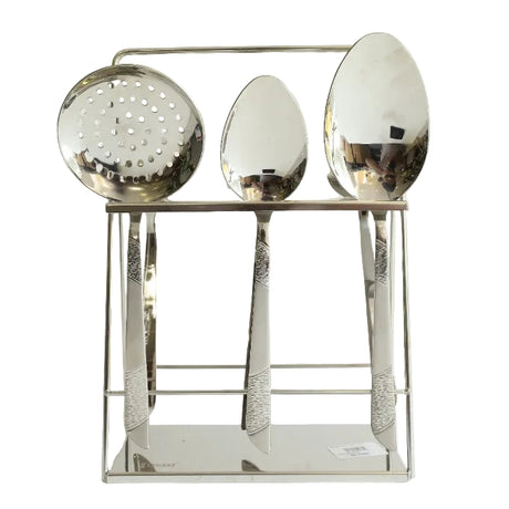 Elegant 6pcs Half Dot Stainless Steel Serving Spoon Set  at Zubaidas Homestore Pakistan