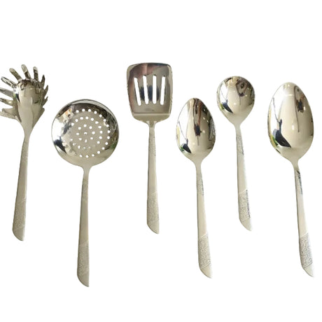 Elegant 6pcs Half Dot Stainless Steel Serving Spoon Set  at Zubaidas Homestore Best for Home Shopping