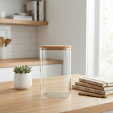 Elegant Glass Storage Jar with Bamboo Lid at Zubaidas Homestore Pakistan