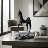 Elongated Black Metal Horse Sculpture at Zubaidas Homestore
