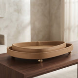 Faux Leather Organizer Tray 2 Pieces Set Beige at Zubaidas Homestore 