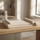 Faux Leather Serving Tray 2 Pieces Set Beige at Zubaidas Homestore 