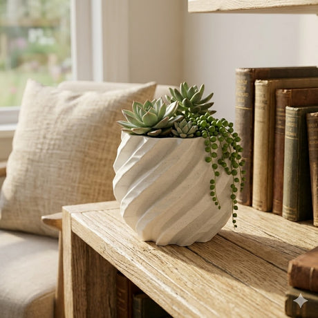 Ferm Living Moire Vase 3D Ribbed Ceramic Design at zubaidas Homestore Best for Home Home Shopping
