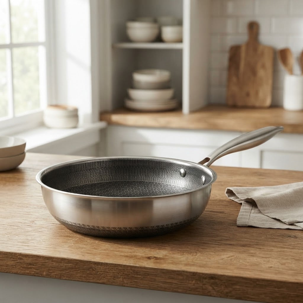 Flanek Stainless Steel Honeycomb Pattern Deep Fry Pan 26cm at Zubaidas Homestore