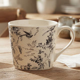 Floral Pattern Ceramic Coffee Mug Grey And White 440ml at Zubaidas Homestore 