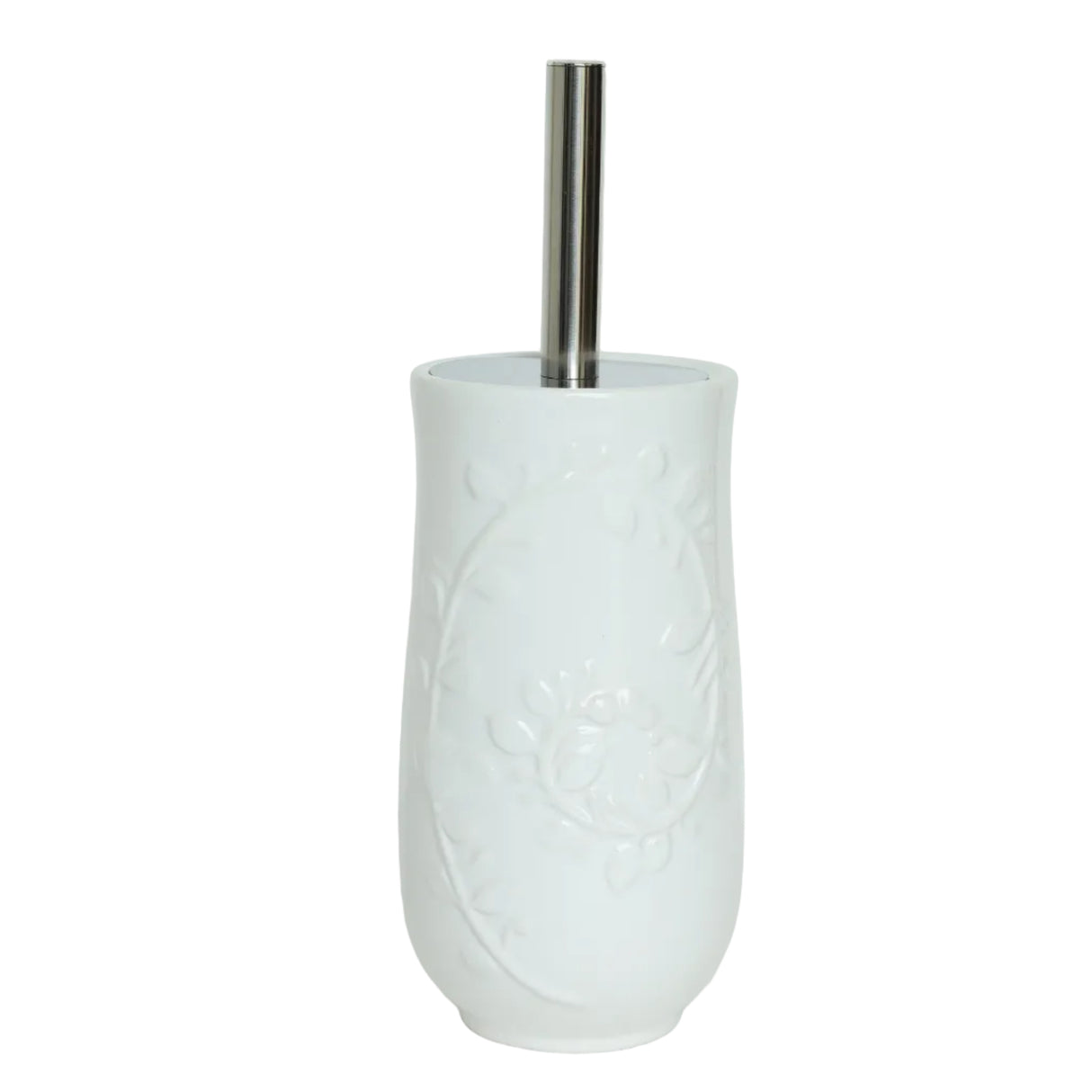 Floral Relief Ceramic Toilet Brush and Holder Set at Zubaidas Most Trusted Homestore in Pakistan