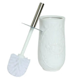 Floral Relief Ceramic Toilet Brush and Holder Set at Zubaidas Homestore Pakistan
