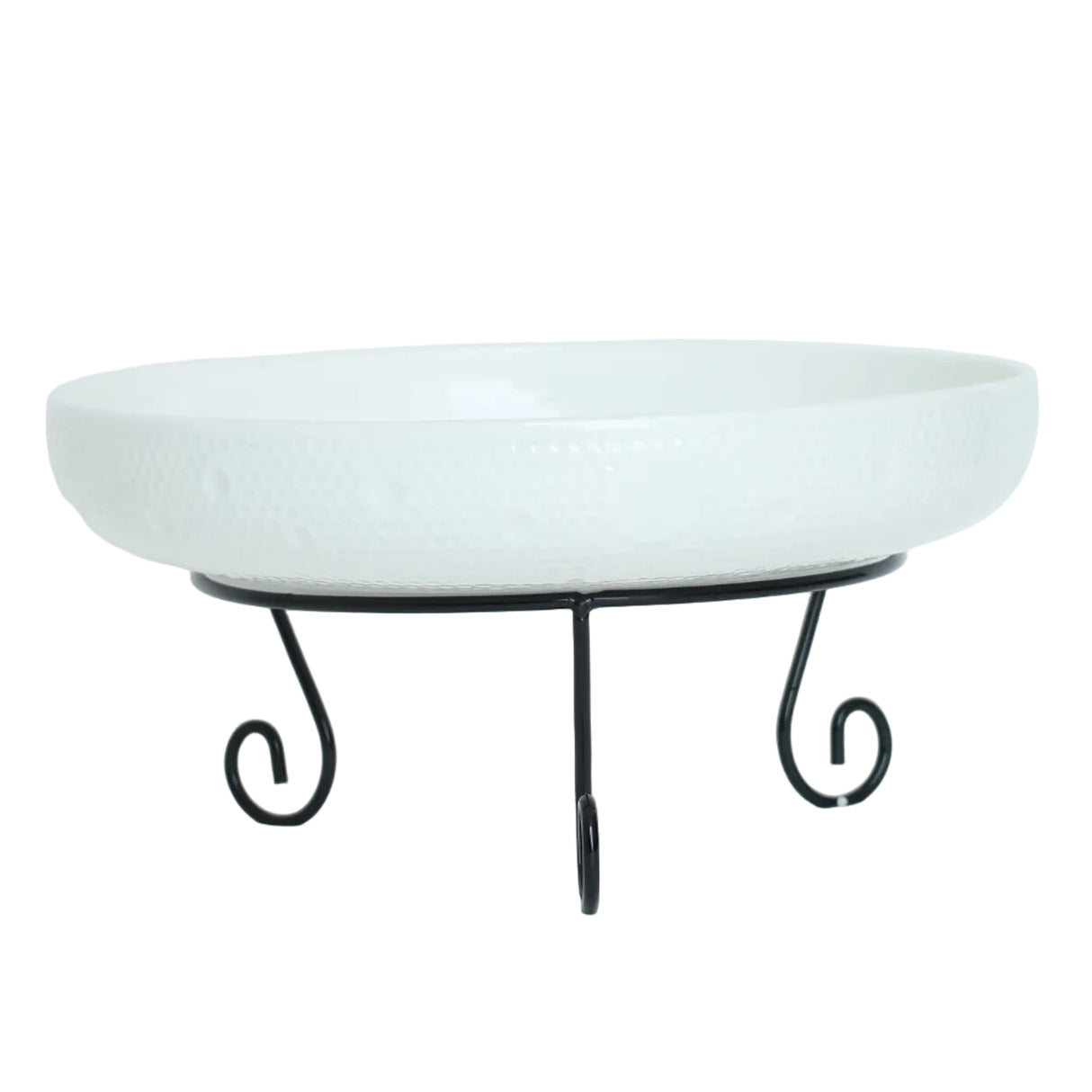 Footed Platter with Black Metal Stand 22.8cm Ceramic White at Zubaidas Homestore Best for Home Shopping