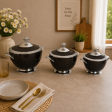 Forever Gold 3-Piece Elegant Black Insulated Hot Pot Set Zubaidas Homestore Pakistan