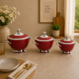 Forever Gold 3-Piece Elegant Red Insulated Hot Pot Set Zubaidas Homestore Pakistan