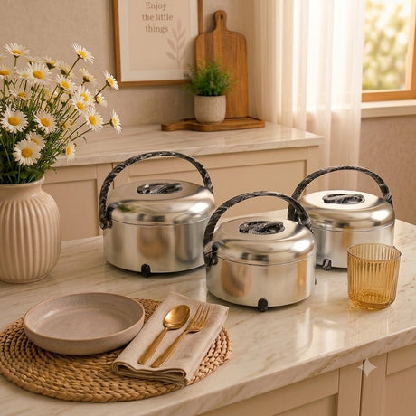 Forever Gold Stainless Steel Hot Pot Set 3pcs at Zubaidas Homestore Pakistan