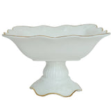 Fruit Bowl With Scalloped Gold Rim White and Gold at Zubaidas Homestore Best for Home Shopping