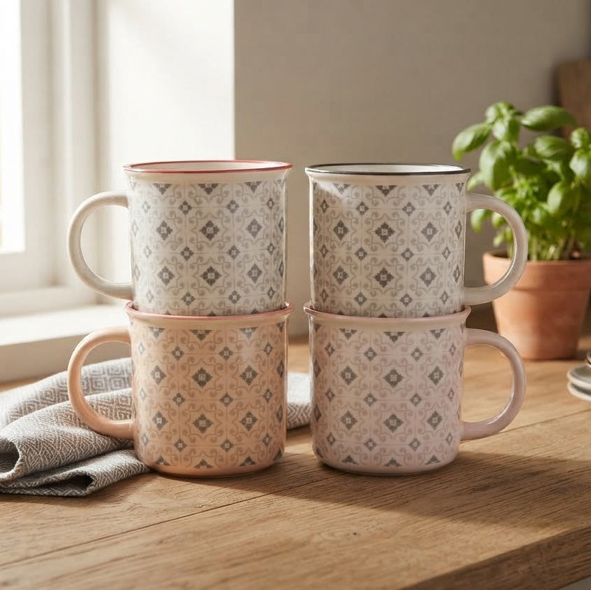 Geometric Pattern Ceramic Coffee Mug 420ml at Zubaidas Homestore