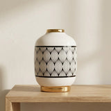 Geometric Pattern Decorative Vase with Golden Rim at Zubaidas Homestore