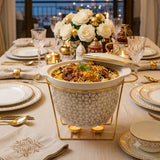Deep Round Ceramic Casserole With Gold Stand 3.5LTR at Zubaidas Homestore Best for Home Shopping