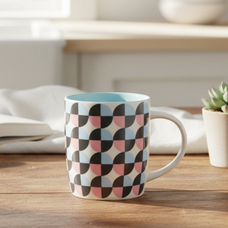 Geometric Print Ceramic Coffee Mug 370ml at Zubaidas Homestore