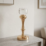 Glass Candle Holder with Metallic Base at Zubaidas Homestore