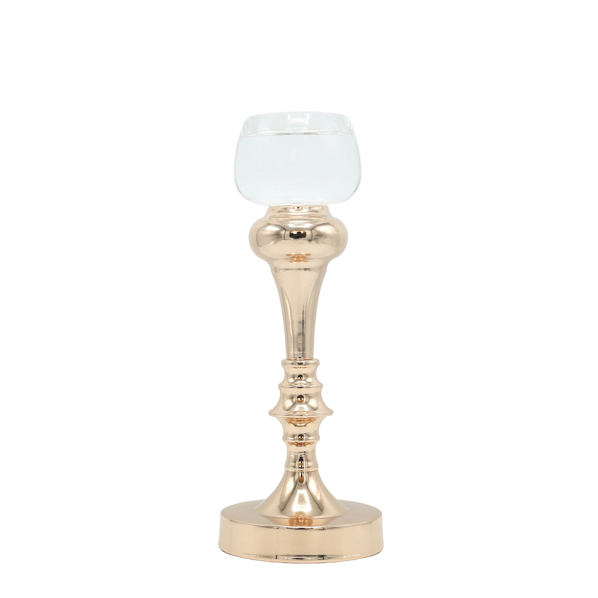 Glass Candle Holder with Metallic Base at Zubaidas Homestore - The Largest Collection of Candle Stands In Pakistan