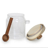 Glass Food Storage Jar with wooden Lid and Spoon 500ml at Zubaidas Homestore Pakistan