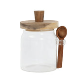 Glass Food Storage Jar with wooden Lid and Spoon 500ml at Zubaidas Homestore. #1 Homestore in Pakistan
