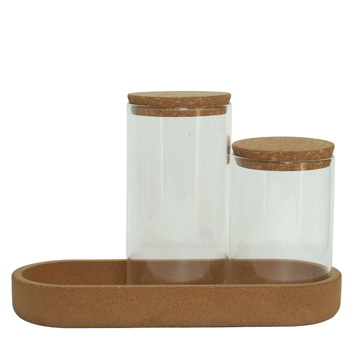 Glass Storage Jar Set of 3 with Cork Lids and Tray at Zubaidas Homestore Online Pakistan