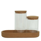 Glass Storage Jar Set of 3 with Cork Lids and Tray at Zubaidas Homestore Online Pakistan
