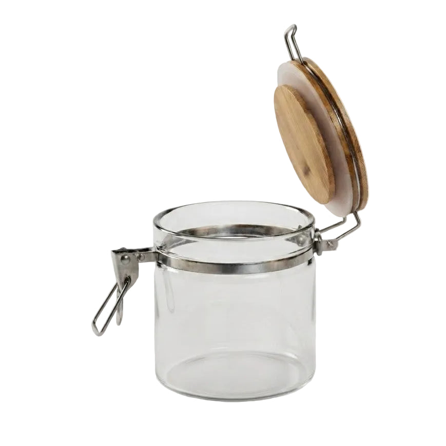 Glass Storage Jar with Airtight Bamboo Lid 100cm at Zubaidas Homestore Pakistan