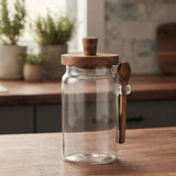 Glass Storage Jar With Wooden Lid And Spoon 1000ml at Zubaidas Homestore 