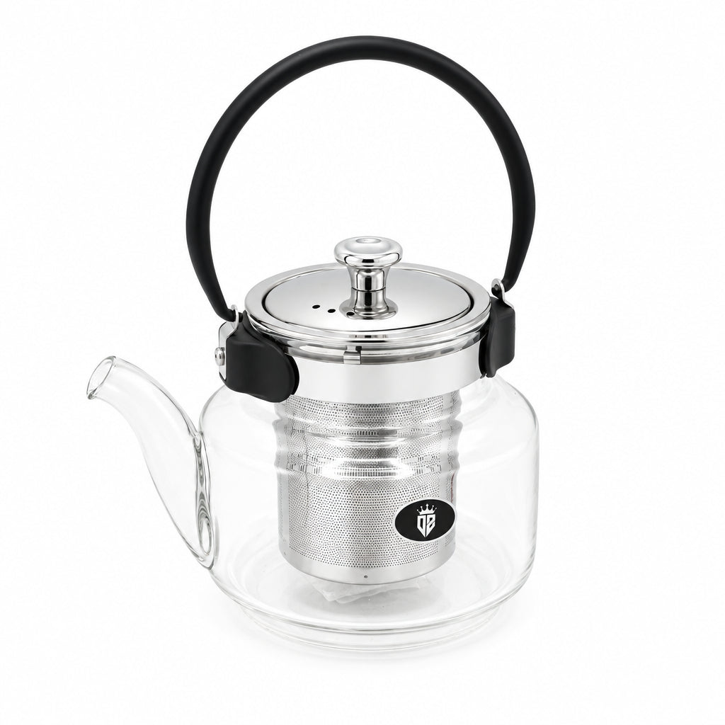 Glass Teapot with Stainless Steel Strainer 800ml at Zubaidas Homestore - House of The Biggest Collection of Tea Pots in Pakistan