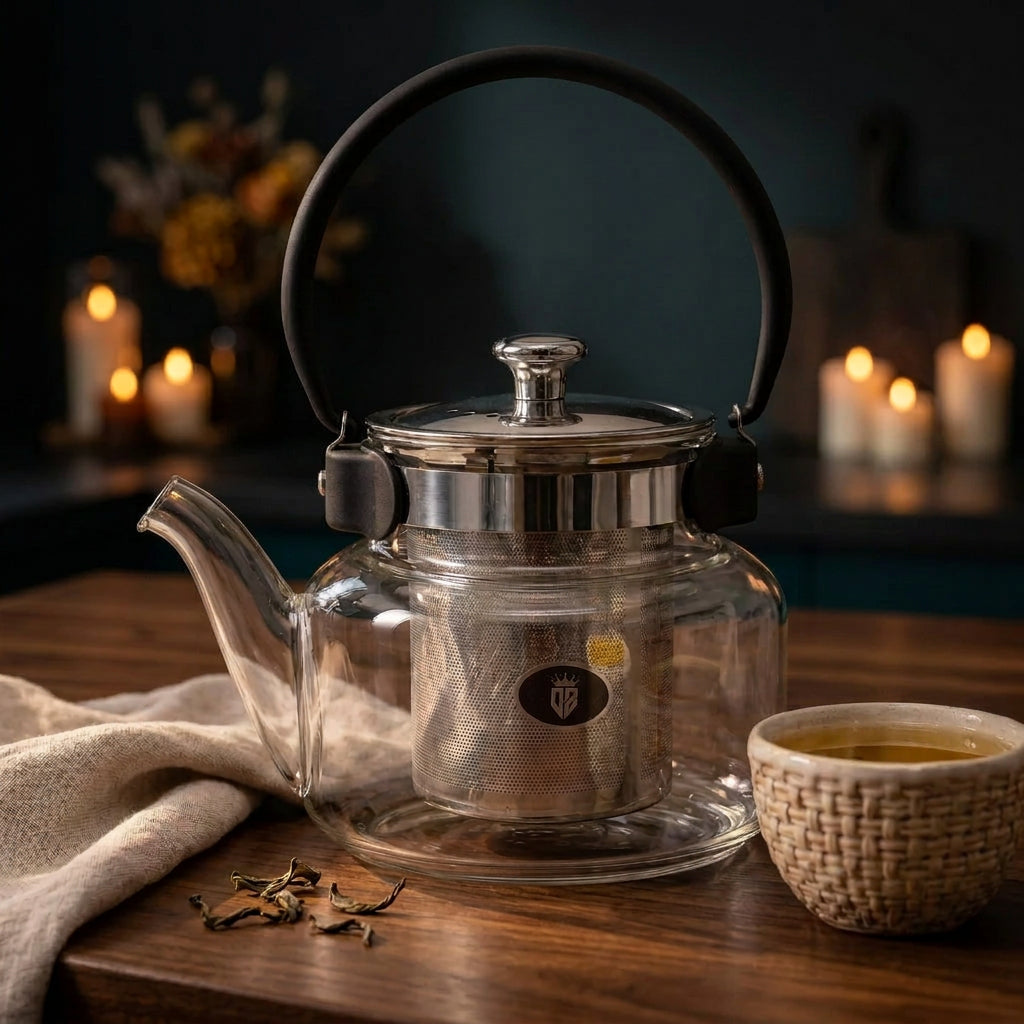 Glass Teapot with Stainless Steel Strainer 800ml at Zubaidas Homestore