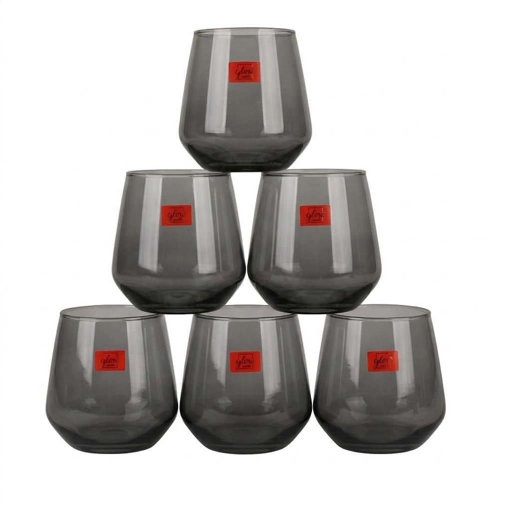 Glow Max&nbsp;410ml Grey Tinted Glass Tumbler Set 6pcs at Zubaidas Homestore Pakistan