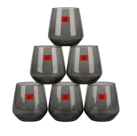Glow Max&nbsp;410ml Grey Tinted Glass Tumbler Set 6pcs at Zubaidas Homestore Pakistan