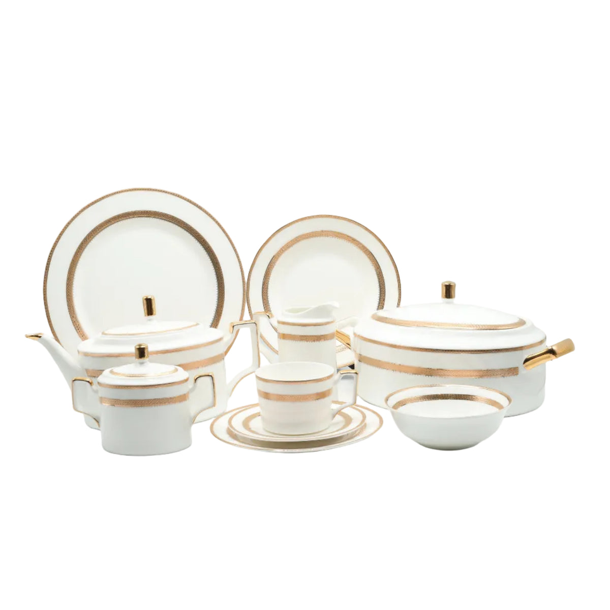 Gold Embossed Bone China Dinner Set 61 Pieces at Zubaidas Homestore 
