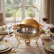 Gold Hanging Buffet Server with Dome Lid and Stand at Zubaidas Homestore 